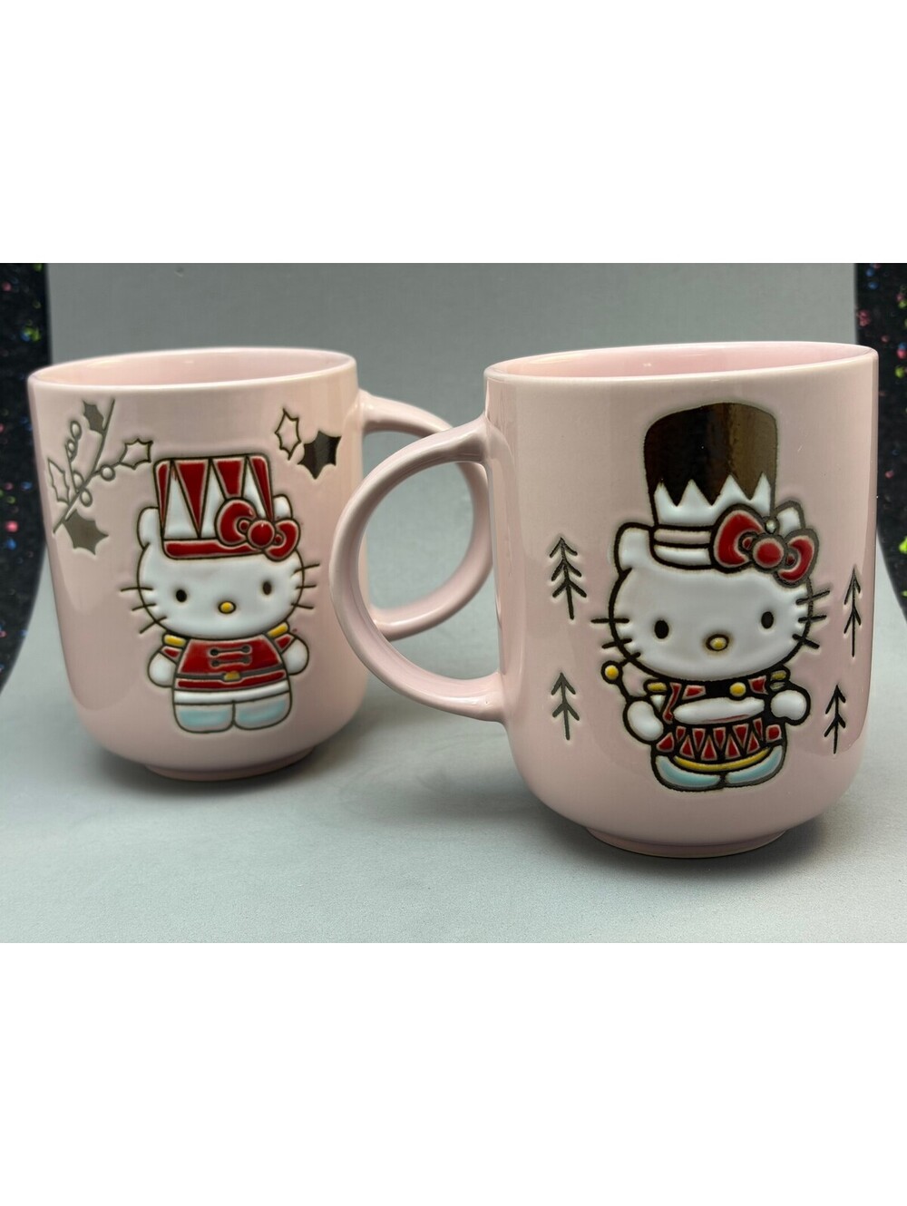 Blue Sky Hello Kitty Holiday Mugs Set of 2 Pink Ceramic 2024 Sanrio Licensed